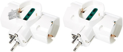 2 Vimar Vertical Outlet Adapters 3 Universal Outlets Schuko White