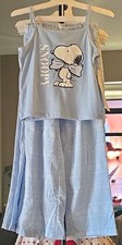 Peanuts Snoopy Girls 2-Piece Pajama Set Blue Sleeveless Flame Resistant 8