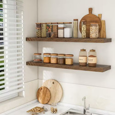 48 In. W X 8 In. D Rustic Brown Floating Shelves Decorative Wall Shelf Set of 2