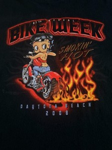 Vintage 2008 Betty Boop Smokin Hot Bike Week Shirt XL Rare Sexy