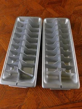 Lot Of Two Vintage Refrigerator Ice Cube Trays  Aluminum Metal