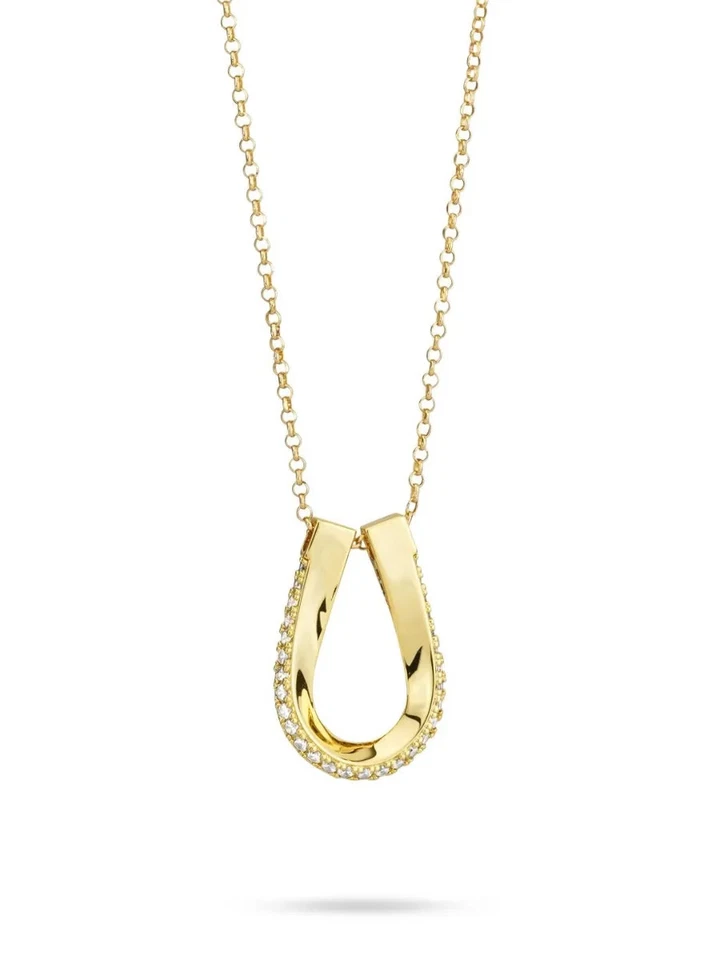 Boccadamo Halskette Gelbgold vergoldet mit Tropfenanhänger KGR047D - Bild 1 von 4