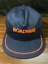 1980's Blue ROADWAY Trucker Hat Cap Snapback Vintage - Farmer Hat - MADE IN USA