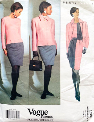 RARE 90s VOGUE 2760 PERRY ELLIS SIZE 12 14 16 JACKET DRESS TOP SKIRT UC/FF