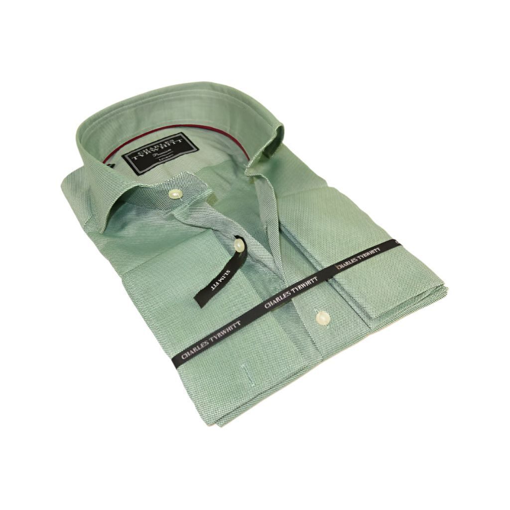 Мужская рубашка Charles TYRWHITT Турция 100% Хлопок с французскими манжетами CHT-4 Зеленый