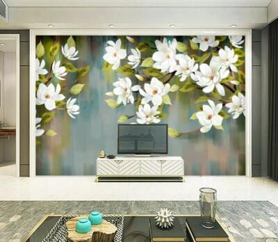 3D White Flower Branch K5098 Wallpaper Mural Self-adhesive Removable Sticker Kay