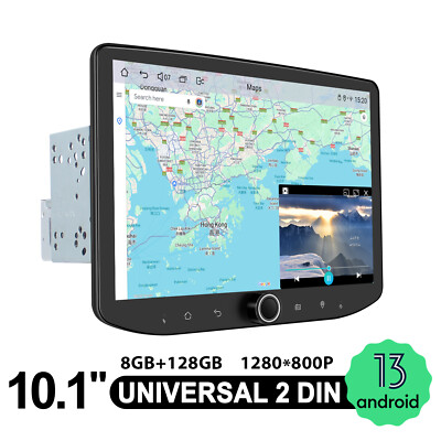 Doppel DIN Autoradio 10.1 Zoll Touchscreen mit Drehknopf Android 13 GPS Navi BT