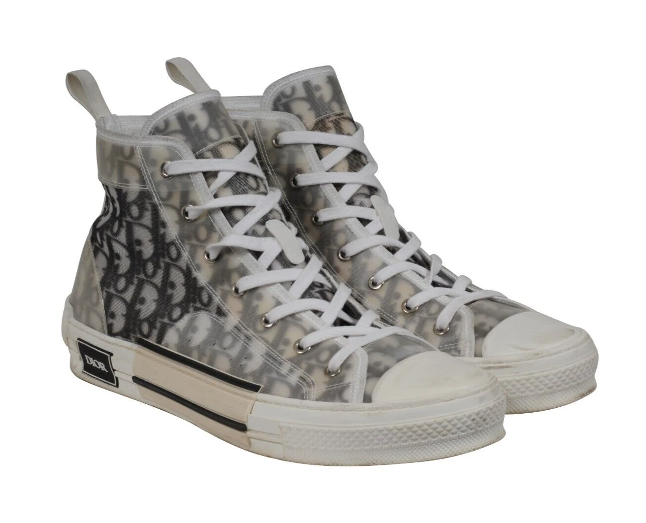 Baskets hautes homme Dior B23 US 12 EU 45 noir blanc oblique logo baskets