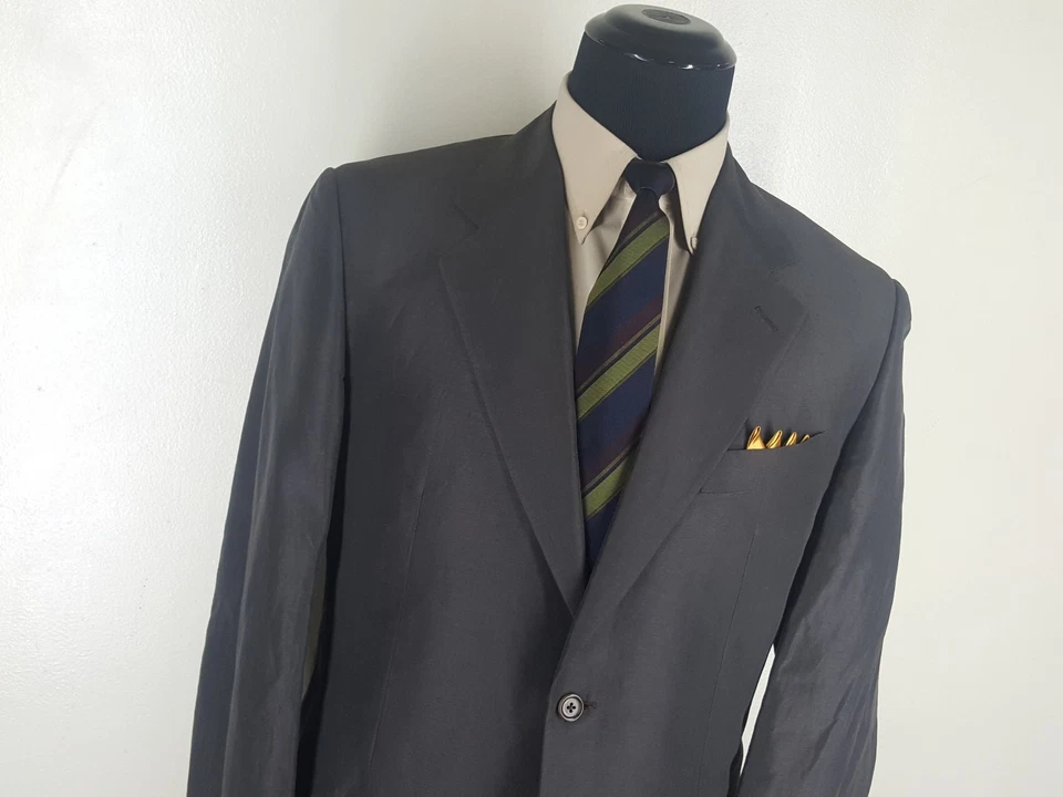 CALVIN KLEIN Vintage Italy  Linen&Silk Blazer 2 Btn No Vents 42 L-Fit 42-44 Long - Image 2 of 4