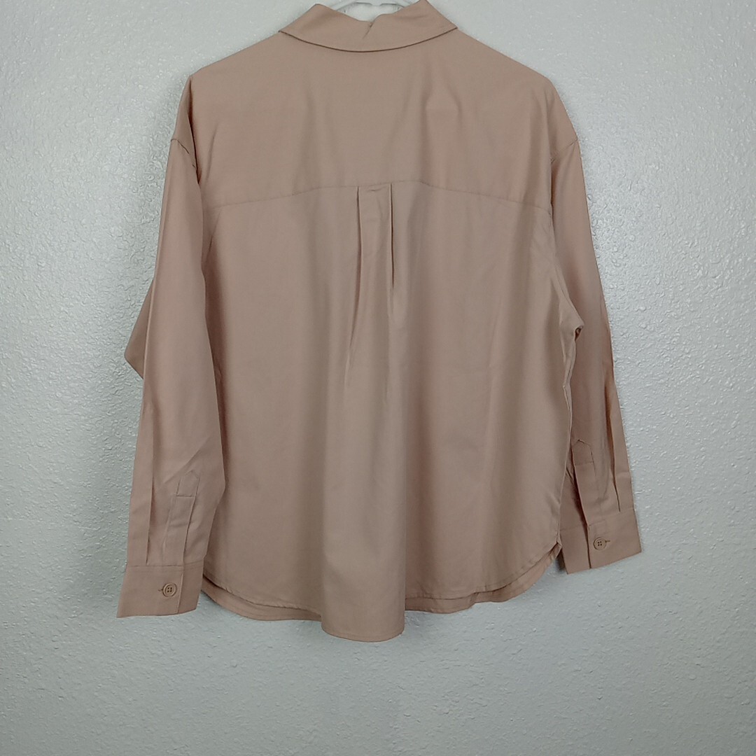 Future Collective Shirt Women's Medium Tan Button Up L/S Career Workwear Top