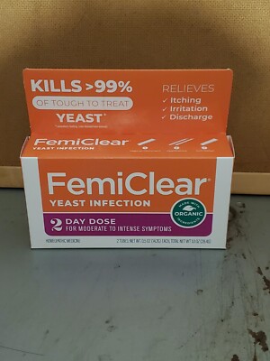 (EXP 07/26) FemiClear 2-Day Yeast Infection Treatment 2 Day Dose 2 Tubes .5 oz