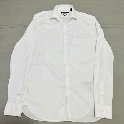John Varvatos Men White Modern Slim Fit Button Down Dress Shirt-15L-/M-1439