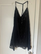 Secret Treasures Vintage Black Lace Sheer Nightie Nightgown 2X 18W -20W Adjust