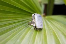 925 Sterling Silver Natural Moonstone Ring Stone Women Jewelry For Her D 12