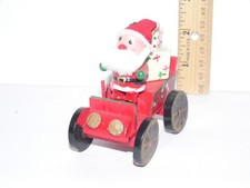 Vintage Wooden Santa Driving Truck Ornament Hand painted With Presents