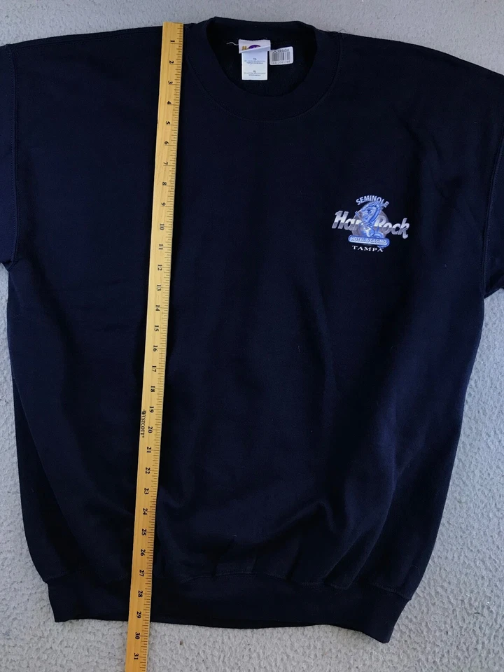 Hard Rock Hotel and Casino Tampa Sweater XL Navy Blue Pullover Crew Neck Logo - Image 3 of 4