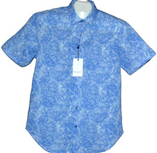 Robert Graham Kepler Blue Floral Men's Linen Cotton Shirt Size L $198