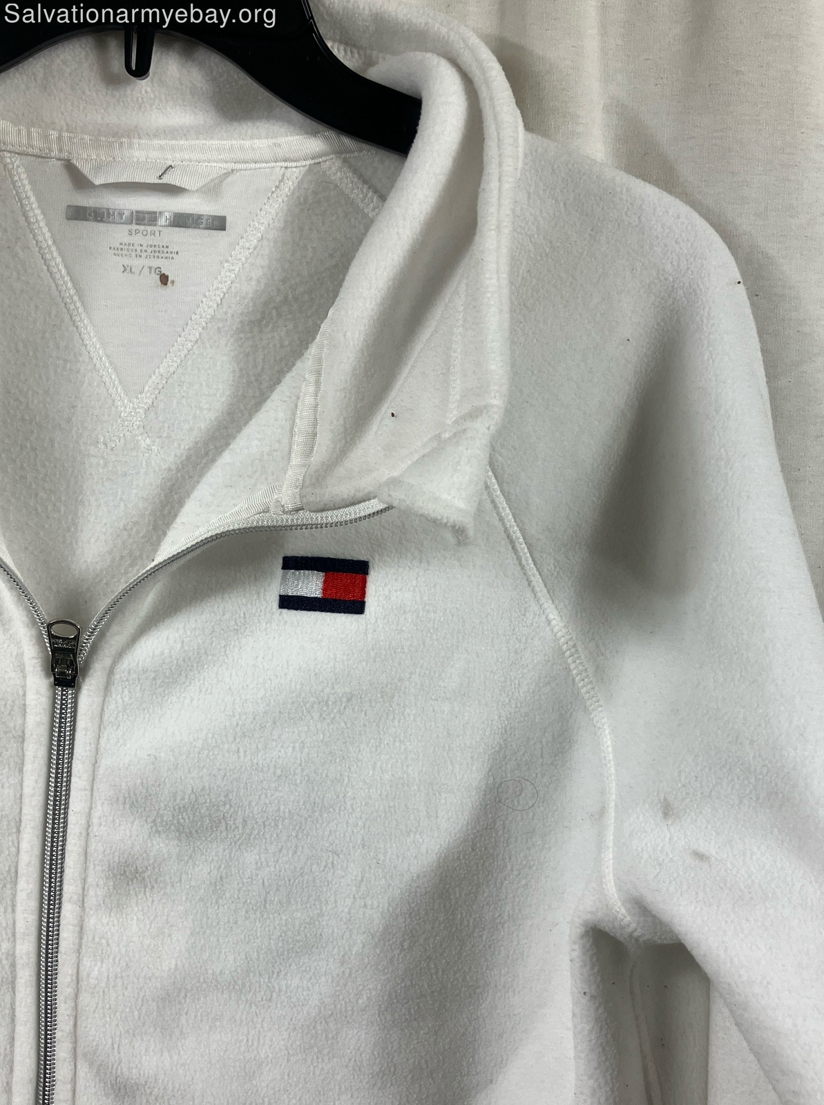 Tommy Hilfiger White Fleece Zip Up Jacket Size XL eBay
