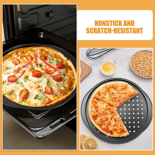 2 Pcs Pizzateller Nicht-Stick-Backpfanne Pizzablech Mit Antihaftbeschichtung - Bild 5 von 12