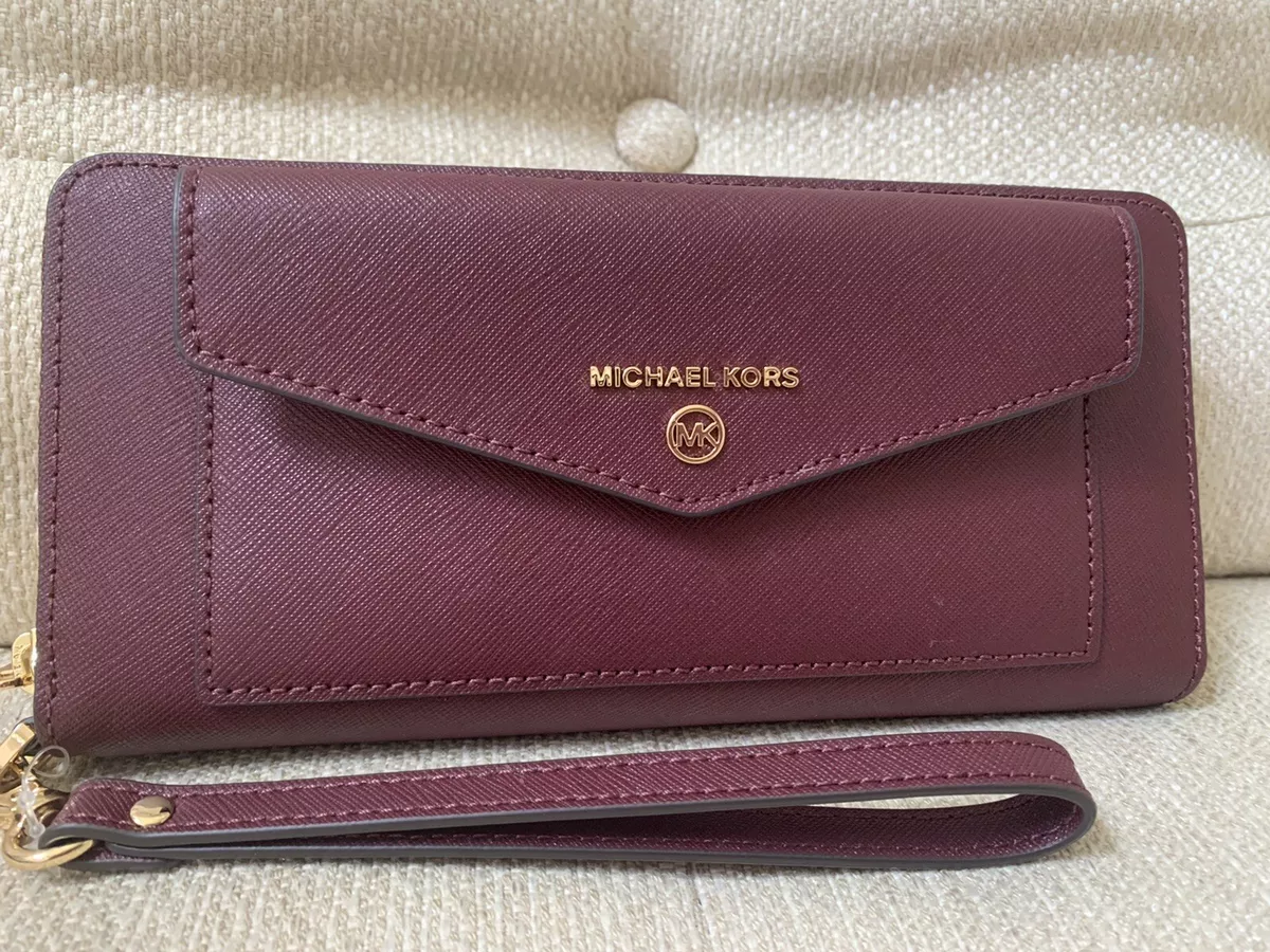 MICHAEL KORS Jet Set Charm Merlot Leather Large Pocket Travel