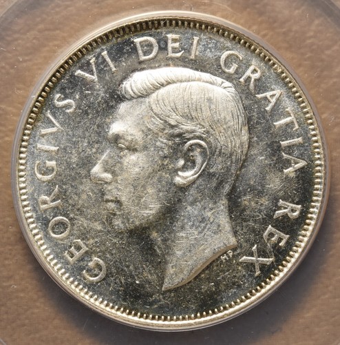 1950 Canada Silver Fifty Cents 'No Lines in 0' ANACS MS63 - Picture 4 of 4