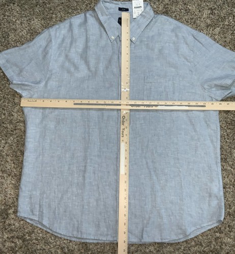 J CREW Shirt Mens XXL Slim Blue Linen Cotton Blend Button-Down Short Sleeve NEW - Picture 9 of 19