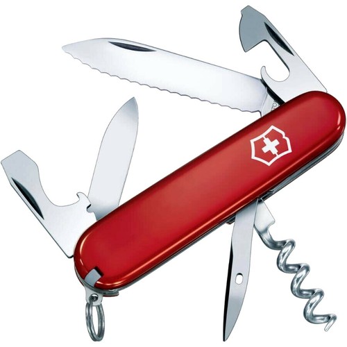 VICTORINOX Swiss Army Serrated Spartan 12 Function Pocket Knife, Red