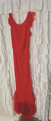 kate moss topshop dress Coral Evening Floor Length Flaw * New * Chiffon