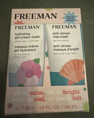 Freeman Face Mask Duo PINK PEONY & DEAD SEA, HYDRATING, ANTI-STRESS CLAY -New