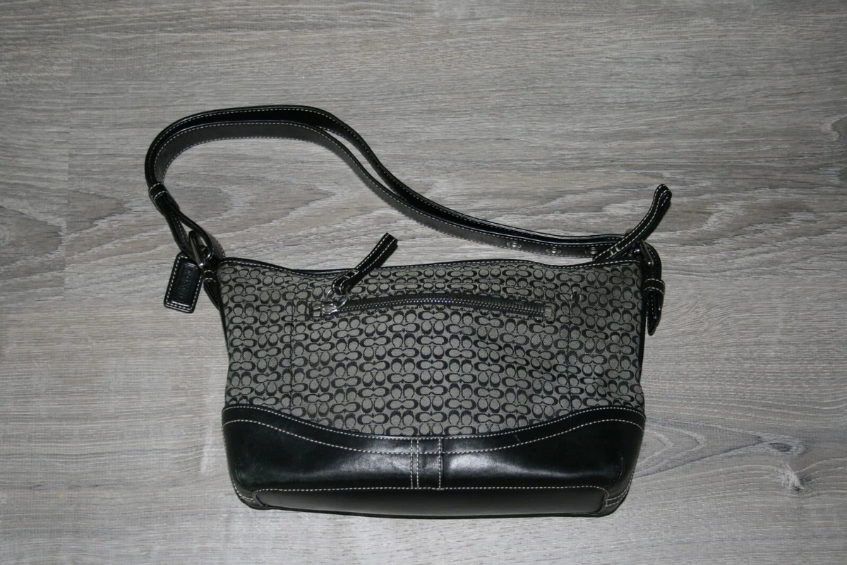 Coach Black Leather Cloth Mini C Signature Adjustable Strap