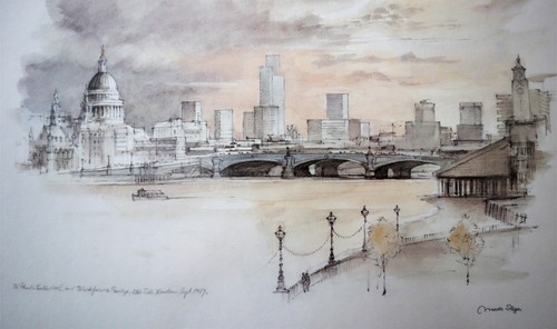 Un conjunto de 6 litografías enmarcadas de los años 70 por "MADS STAGE" Edificios Históricos de Londres - Imagen 13 de 18