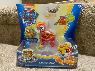 Paw Patrol Mighty Pups Charged Up Marshall  Figure Lights Up!