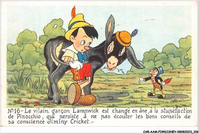 CAR-AAMP2-DISNEY-0155 - Pinocchio - Le vilain garcon Lampwick est changé en a