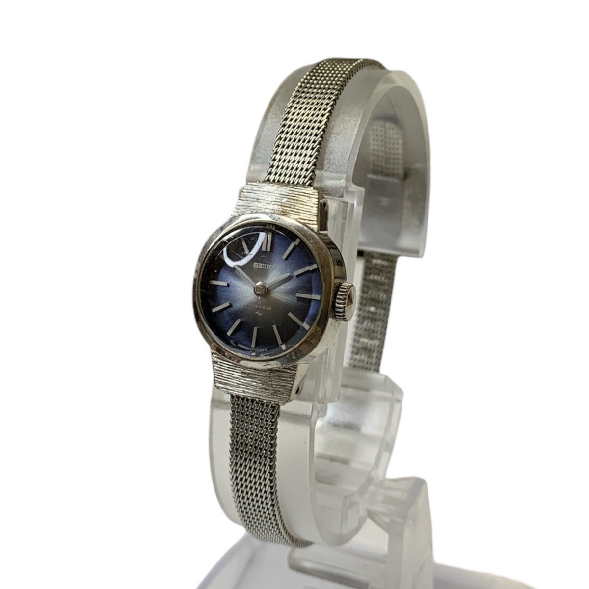 SEIKO 17Jewels 11-0560 Manual Silver Case Blue Dial Vintage Women