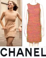5K Chanel 2017 Pink Tweed Lesage Knit Dress Jacket top 34 36 38 2 4 6 Logo S M
