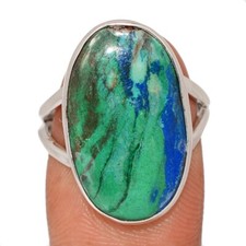 Natural Blue Azurite - Mexican 925 Sterling Silver Ring Jewelry s.7.5 CR71323