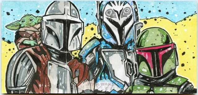 BOBA FETT DIN DJARIN BO KATAN 2023 STAR WARS MASTERWORKS SKETCH NEIL A BRADY 1/1