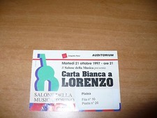BIGLIETTO CONCERTO JOVANOTTI CARTA BIANCA A LORENZO SALONE DELLA MUSICA 1997 