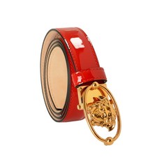 Versace Red 100 Patent Leather Gold Medusa Head Decorated Belt US 32 IT 80