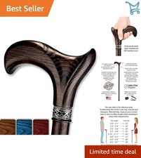 Walking Cane Wooden Ergonomic Derby Handle Support for Men Women Seniors