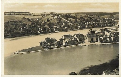 Passau Germany Danube River City View Photo Postcard Alois Alt RPPC c1920s