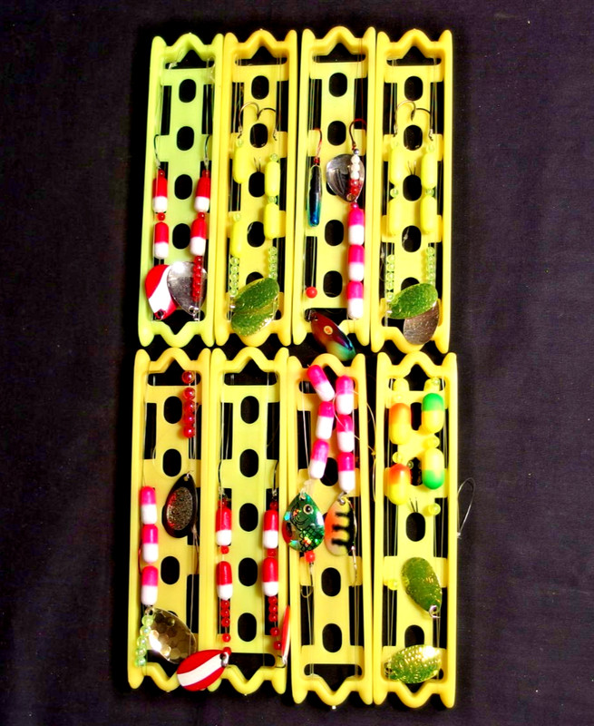 Lot of 16 Spinner Rigs on 8 Plastic Harness Holders