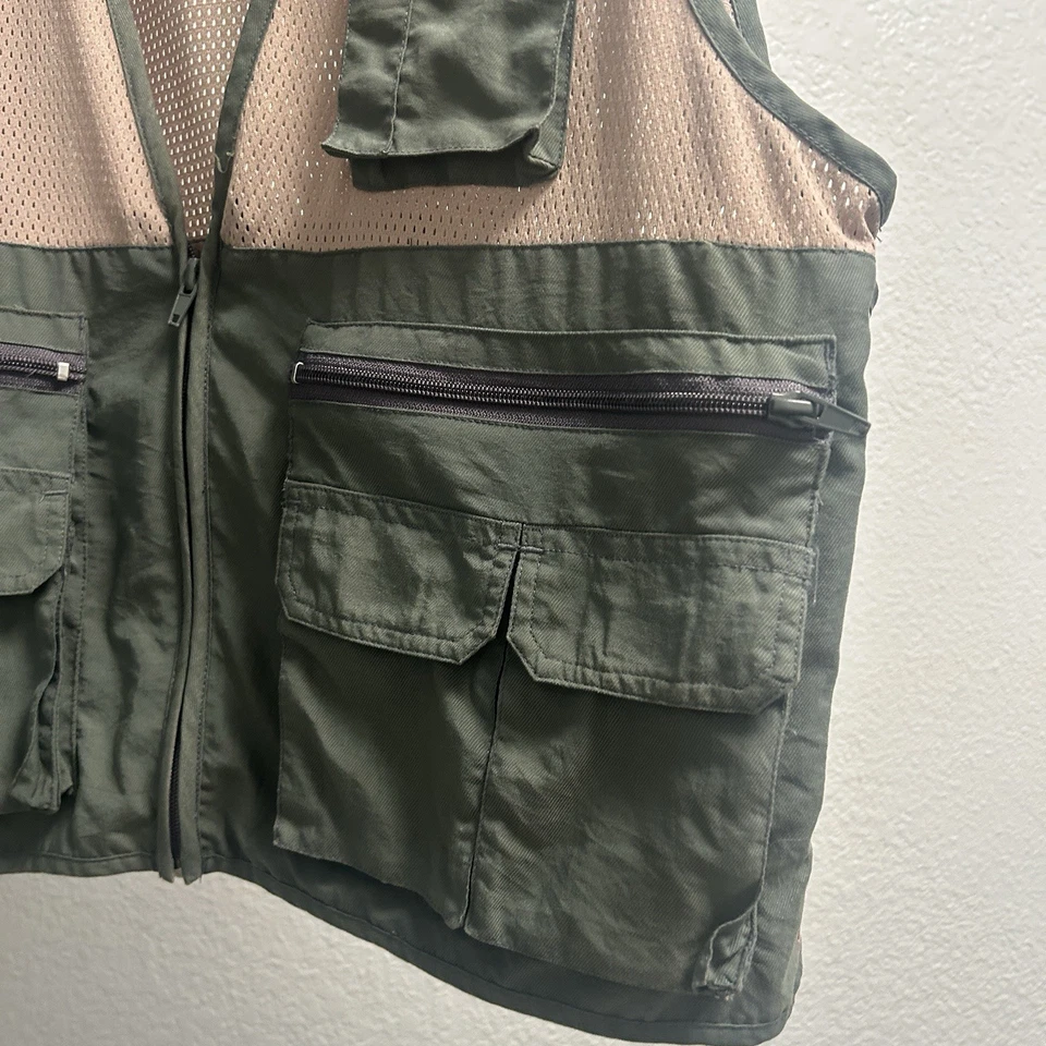Vintage Ex Officio Mesh Vest Unisex Size Medium Green/ Tan Fishing Pockets Vest - Image 4 of 4
