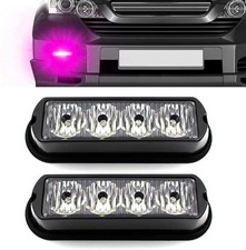 2Pcs 4-LED Surface Mount Flashing Violet Purple Strobe Lights for Truck Car Veh
