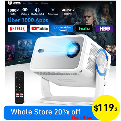PT10 Smart Projector 25000 Lumen Native 1080P WiFi 6 Bluetooth 5.2 Home Cinema