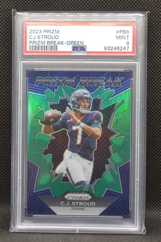 2023 Panini Prizm C.J. STROUD Prizm Break Green Wave Prizm PSA 9 MINT Rookie RC!