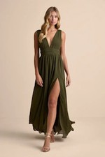 Lulus Heavenly Hues Maxi Dress Green Basic Sleeveless M