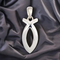 AnhäNger Ichthys 925 Sterling Silber Rhodiniert