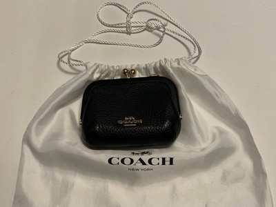 AUTHENTIC Coach Nora Kisslock CH519 Black Pebble Leather Gold