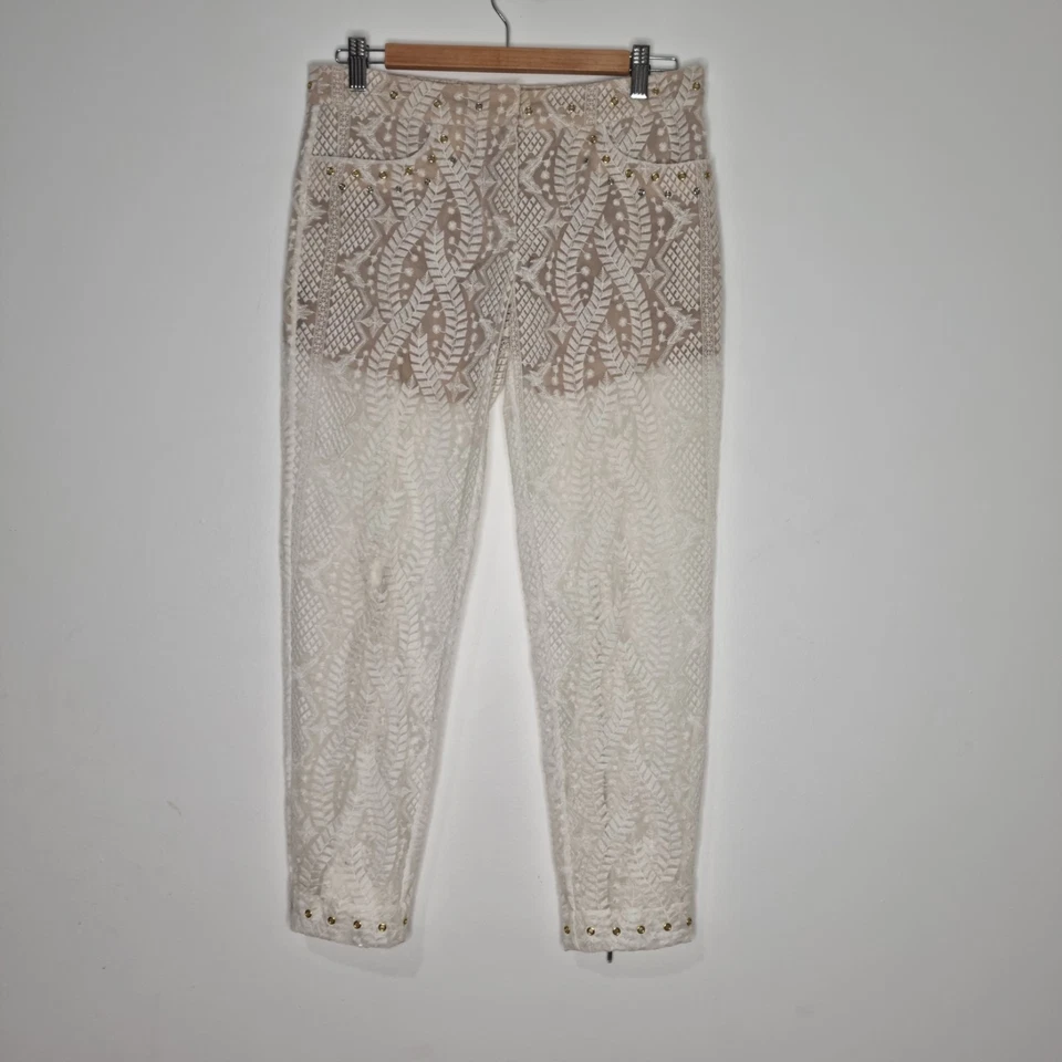 Pantalones de encaje crema Sass & Bide Penny Drops para mujer impresionantes parte forrados talla 8 Foto 2 de 4